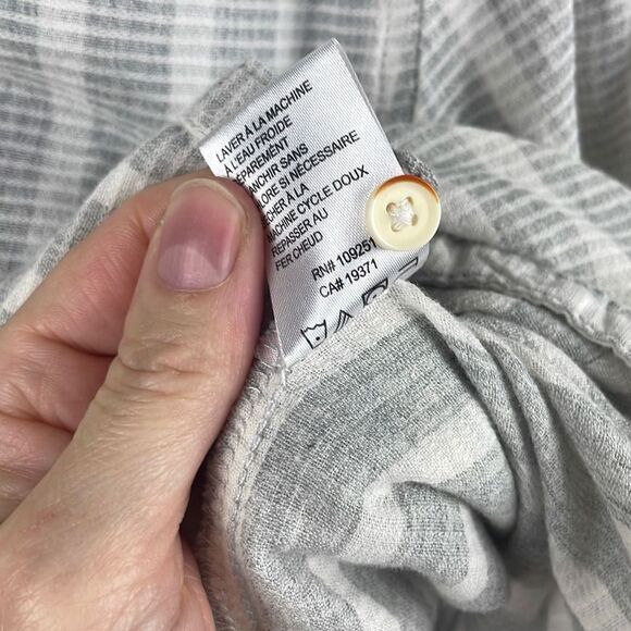 Anthropologie Isabella Sinclair Ivory & Grey Striped Button Down Shirt w Lace Pa - Picture 14 of 14